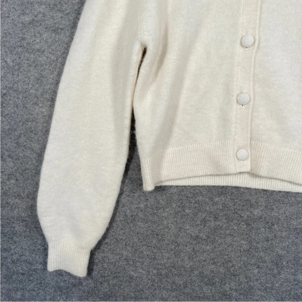 & OTHER STORIES Cardigan Sz Medium Womens Beige Knit Wool Blend Cropped Button - Picture 3 of 12